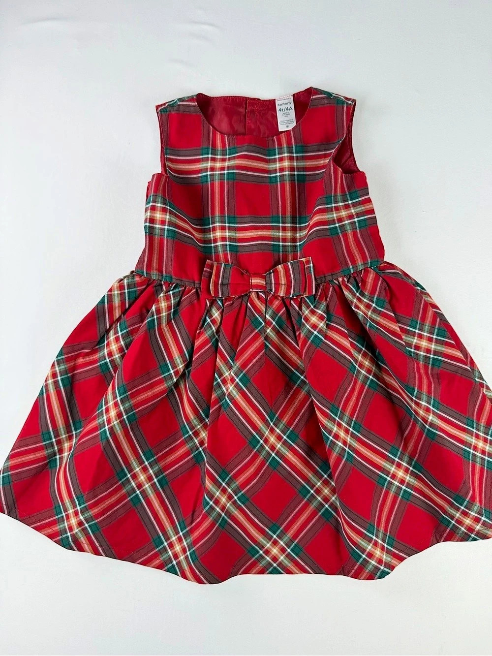 Gorgeous NWOT Carter's Toddler Plaid Sateen Holiday Dress Red & Green 4T Christm